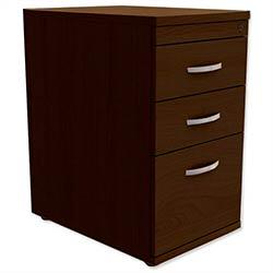 Filing Pedestal Desk-High 3-Drawer 600mm Deep Dark Walnut - Universal Storage Can Be Used Alone Or Accompany The Switch, Komo or Ashford Ranges on Productcaster.