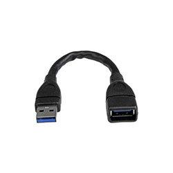 StarTech 6in Black USB 3.0 Extension Adapter Cable A to A M/F 1 x Type A Male USB 1 x Type A Female USB Extension Cable Nickel Plated Connector Black on Productcaster.