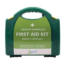 2Work Medium BSI BS8599-1 Standards First Aid Kit X6051 Up to 10 Person on Productcaster.