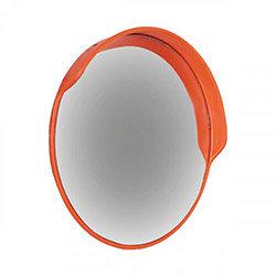 Traffic Mirror with Hood 450mm Diameter with Fixings High Visibility Orange TMH45Z on Productcaster.