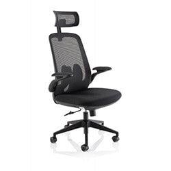 Sigma Executive Mesh Chair With Folding Arms in BLACK on Productcaster.