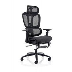 Horizon Executive Mesh Chair With Height Adjustable Arms and Footrest in BLACK on Productcaster.