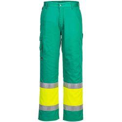 Portwest L049 Hi-Vis Lightweight Contrast Class 1 Service Trousers Yellow/Teal Size S Regular Fit on Productcaster.