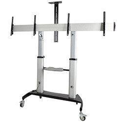 StarTech.com Dual TV Cart for 37-60in VESA TVs up to 110lb/50kg each - Height Adjustable TV Mount, Mobile Display Cart w/ Equipment Shelves - Rolling  on Productcaster.