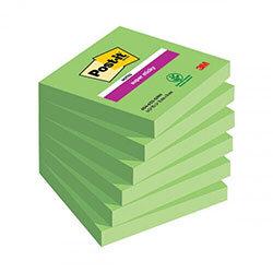 Super Sticky Notes 76x76mm 90 Sheets Green (Pack of 6) on Productcaster.