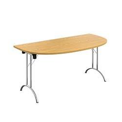 One Union D-End Folding Table 1600 X 800 Nova Oak/Chrome on Productcaster.