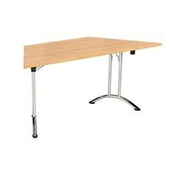 One Union Trapezoidal Folding Table 1600 X 800 Beech/Silver on Productcaster.