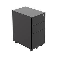 Pedestal Slimline 3 Drawer Steel Black on Productcaster.