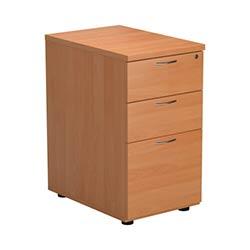 Essentials Desk High 3 Drawer Pedestal 600 Deep Beech on Productcaster.