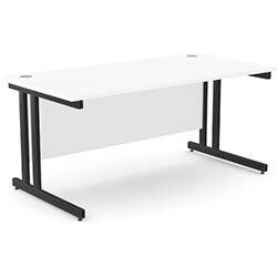 Office Desk Black Double Cantilever Twin Leg Straight Desk Width 1600mm White Ashford on Productcaster.