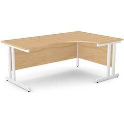 Ashford White Metal Twin Leg Right Hand Crescent Beech Desk 1800mm on Productcaster.