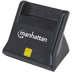 Manhattan USB-A Smart/SIM Card Reader, 480 Mbps (USB 2.0), Desktop Standing, Friction Type compatible, Hi-Speed USB, Cable 86cm, Black , HuntOffice.ie on Productcaster.