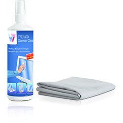 V7 Spray Cleaner Set, Equipment cleansing wet/dry cloths & liquid, LCD/TFT/Plasma, 250 ml on Productcaster.