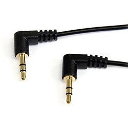 StarTech.com 3 ft Slim 3.5mm Right Angle Stereo Audio Cable - M/M, 3.5mm, Male, 3.5mm, Male, 0.91 m, Black , HuntOffice.ie on Productcaster.