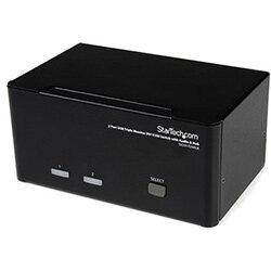 StarTech.com 2 Port Triple Monitor DVI USB KVM Switch with Audio & USB 2.0 Hub, 1920 x 1200 pixels, 18 W, Black on Productcaster.