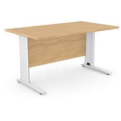 Cantilever Office Desk Rectangular With White Cable Managed Leg W1400xD800xH725mm Beech Komo on Productcaster.