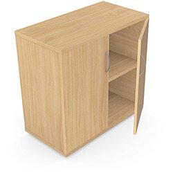 Lockable Low Cupboard w/ Adjustable Shelf - Beech Finish, 800x420x770mm on Productcaster.