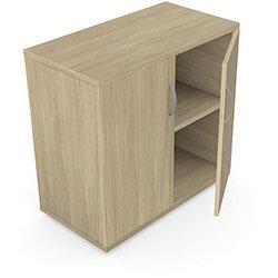 Lockable Urban Oak Low Cupboard with Adjustable Shelf - 800x420x770mm on Productcaster.