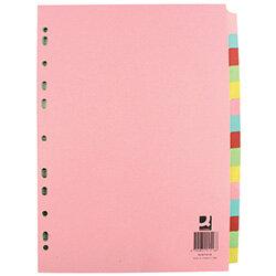 15-Part Subject Divider A4 Multipunched Assorted Colour Q-Connect KF01516 , HuntOffice.ie on Productcaster.