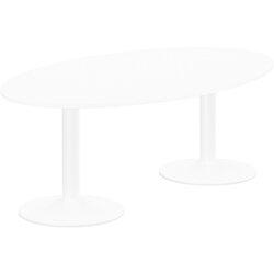 Kito W2000mmxD1200mm White Oval Boardroom Table With White Double Cylinder Trumpet Base - 6-8 Person Seating Capacity on Productcaster.