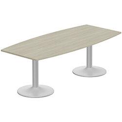 Kito Arctic Oak Boat Shaped Boardroom Office Table - Silver Double Cylinder Base - 8-10 Person Capacity on Productcaster.