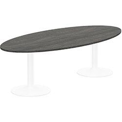 Kito W2500mmxD1200mm Carbon Walnut Oval Boardroom Office Table With White Double Cylinder Trumpet Base - 8-10 Person Seating Capacity on Productcaster.