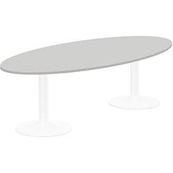 Kito W2500mmxD1200mm Grey Oval Boardroom Office Table With White Double Cylinder Trumpet Base - 8-10 Person Seating Capacity on Productcaster.