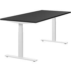 Height Adjustable Desk - Rectangular Sit Stand Office Desk Plain Top W1800xD800xH620-1270mm Graphite Top White Frame. on Productcaster.