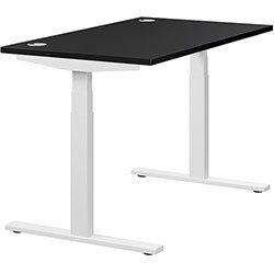 Height Adjustable Desk - Rectangular Sit Stand Office Desk Portal Top W1200xD700xH620-1270mm Graphite Top White Frame. on Productcaster.