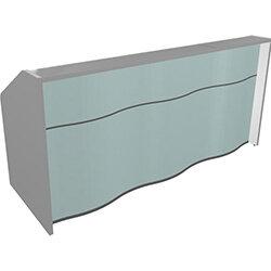 Wave Modern Design Straight Reception Desk with White Counter Top & Sky Blue Matte Front W2306xD770xH1103mm on Productcaster.