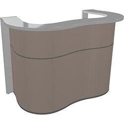 Wave Modern Design Curved Reception Desk with White Counter Top & Truffle Matte Front W1624xD841xH1103mm on Productcaster.