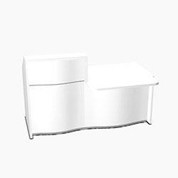 Wave Modern Design Small Straight Reception Desk in White Gloss Finish on Productcaster.