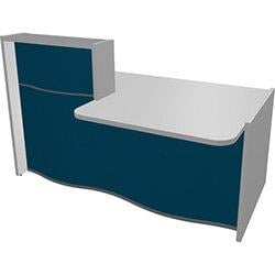 Wave Modern Design Small Reception Desk with Blue Matte Front on Productcaster.