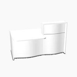 Wave Modern White Reception Desk with Low and High Gloss Sections on Productcaster.