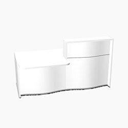 Wave Modern Design Straight Reception Desk White Counter Top with Left Low Level Section & High Gloss White Front W1996xD1034xH1103mm on Productcaster.