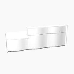 Wave Modern Design Straight Reception Desk White Counter Top with Left Low Level Section & High Gloss White Front W2966xD1034xH1103mm on Productcaster.