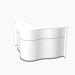 Wave Modern Design Small Curved Reception Desk with White Counter Top & High Gloss White Front W1590xD1590xH1103mm on Productcaster.