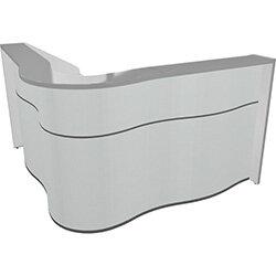 Wave Modern Design Curved Reception Desk with White Counter Top & Grey Matte Front W1810xD1810xH1103mm on Productcaster.