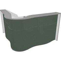 Wave Modern Design Curved Reception Desk with White Counter Top & Bottle Green Matte Front W1810xD1810xH1103mm on Productcaster.