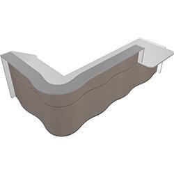 Wave Modern Design L-Shaped Reception Desk with White Counter Top with Right Low Level Section Top & Truffle Matte Front W3310xD1825xH1103mm ,  on Productcaster.