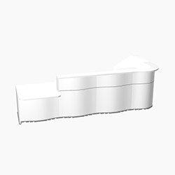 Wave Modern Design L-Shaped Reception Desk White Counter Top with Left Low Level Section & High Gloss White Front W3750xD1807xH1103mm on Productcaster.