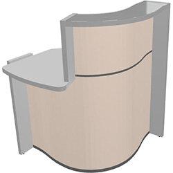 Wave Modern Design Small Curved Reception Desk White Counter Top with Right Low Level Section & Beige Matte Front W858xD925xH1103mm on Productcaster.