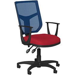 OA Series Mesh Back Office Chair with Adjustable Blue Mesh Back Fixed Arms & Bespoke Evert Fabric Seat on Productcaster.