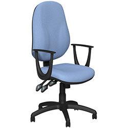 O.B Series Office Chair Fabric Seat Black Base & Fixed Arms Light Blue on Productcaster.