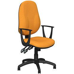 O.B Series Office Chair Fabric Seat Black Base & Fixed Arms Yellow on Productcaster.