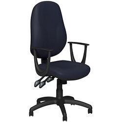 O.B Series Office Chair Leather Look Seat Black Base & Fixed Arms Navy on Productcaster.