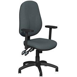 O.B Series Office Chair Fabric Seat Black Base & Adjustable Arms Graphite on Productcaster.