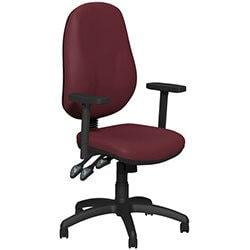 O.B Series Office Chair Leather Look Seat Black Base & Adjustable Arms Maroon on Productcaster.