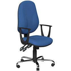 O.B Series Office Chair Fabric Seat Chrome Base & Fixed Arms Blue on Productcaster.