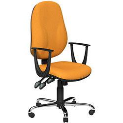 O.B Series Office Chair Fabric Seat Chrome Base & Fixed Arms Yellow on Productcaster.